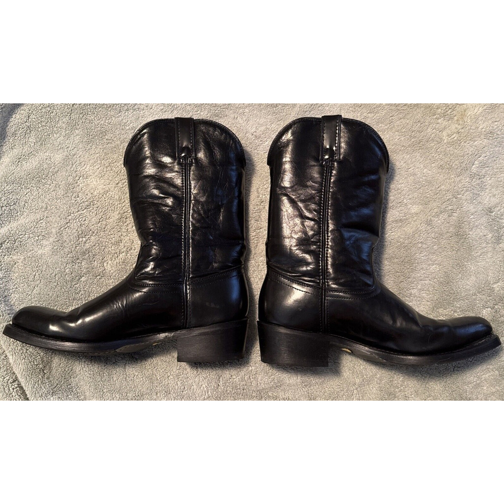VTG Long Haul Men's Black Leather Oil Resistant Western Cowboy Boots Size 9.5M - Picture 2 of 8